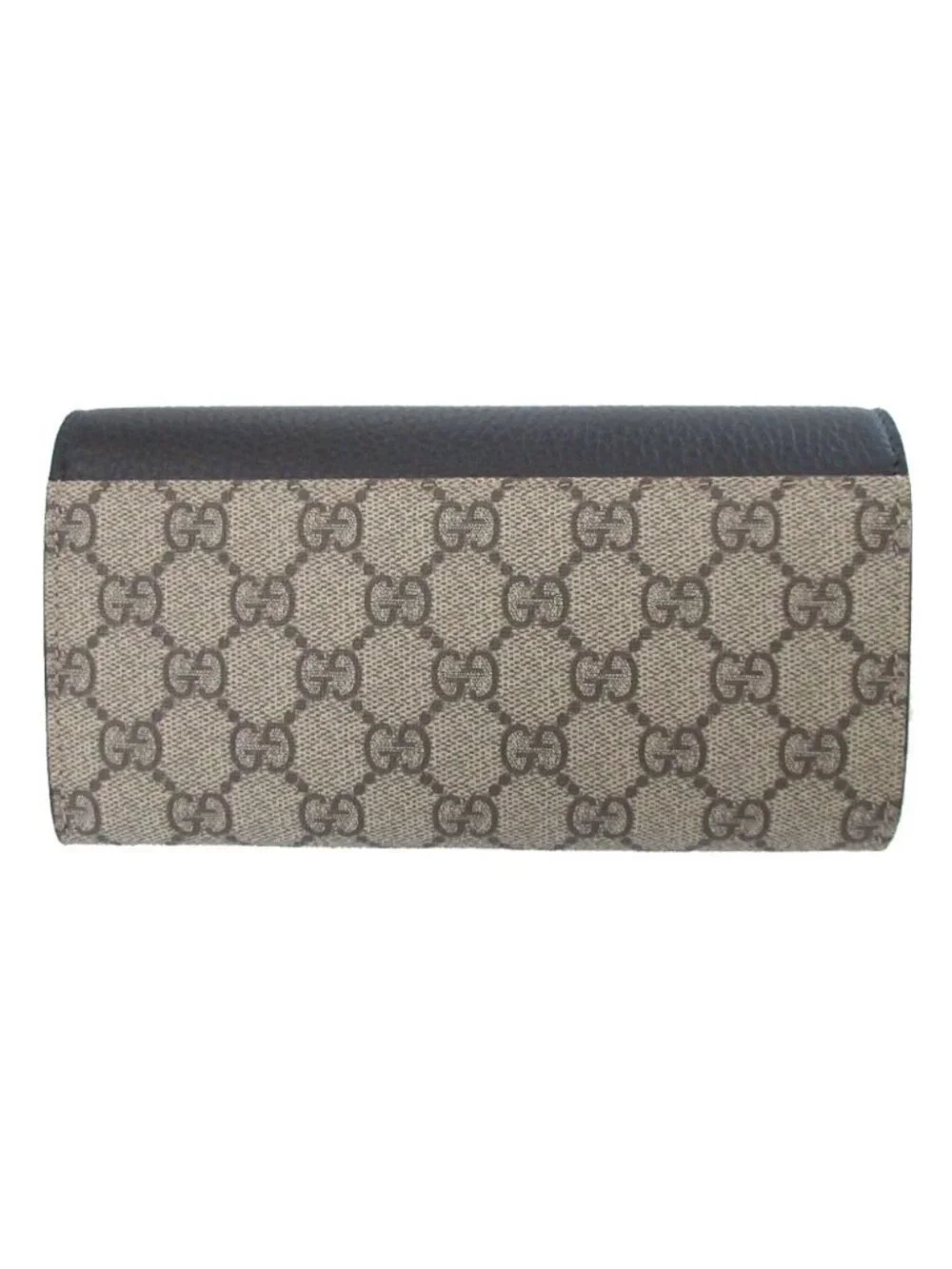 Gucci Double G GG Supreme Leather Beige Black Bifold Wallet